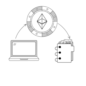 Diagram illustration of a laptop, binder, and a diamond design. inspiredtarotpractice.com - astrological charts post mail.